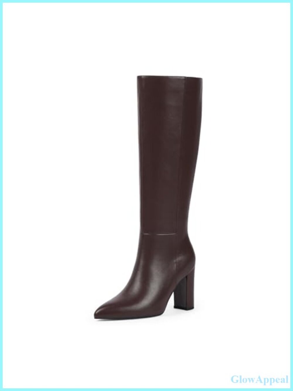 Women's Knee High Boots Pointed Toe Chunky Heel Side Zipper Faux Leather